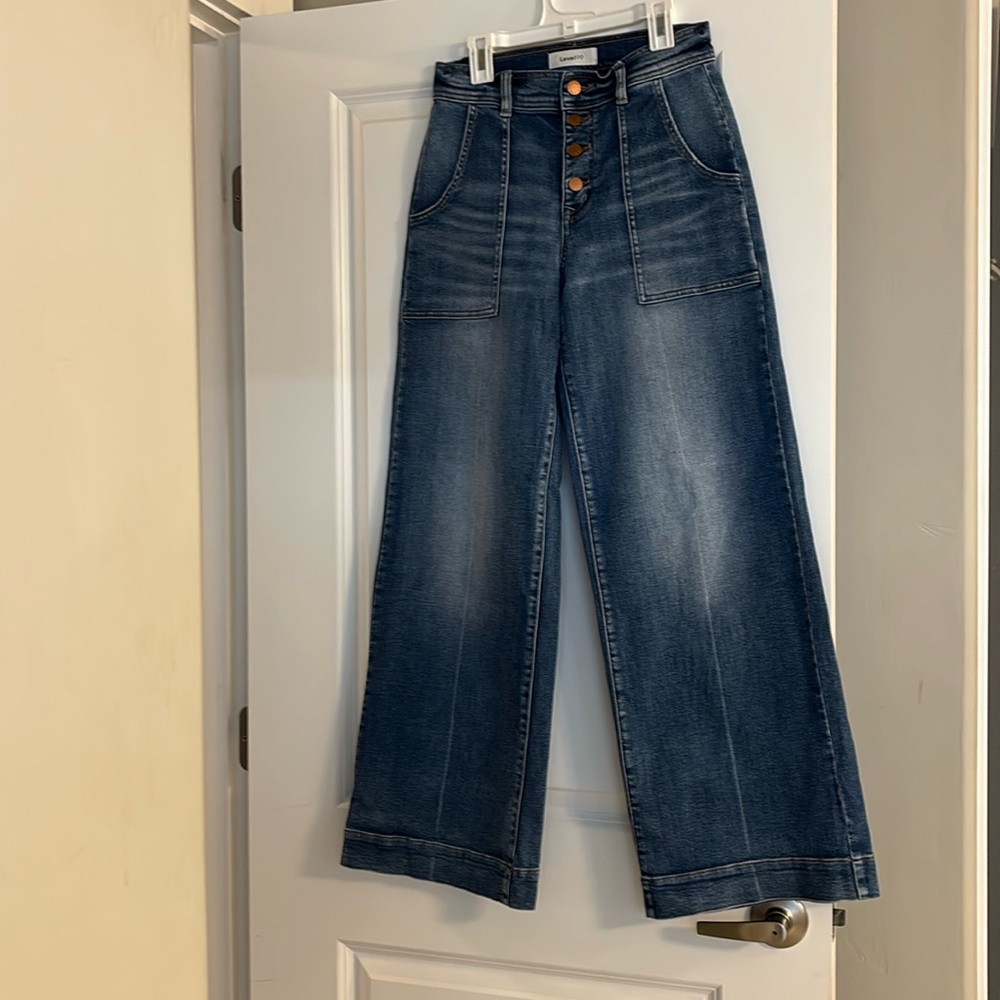 Level 99 Button Fly Wide Leg Jeans